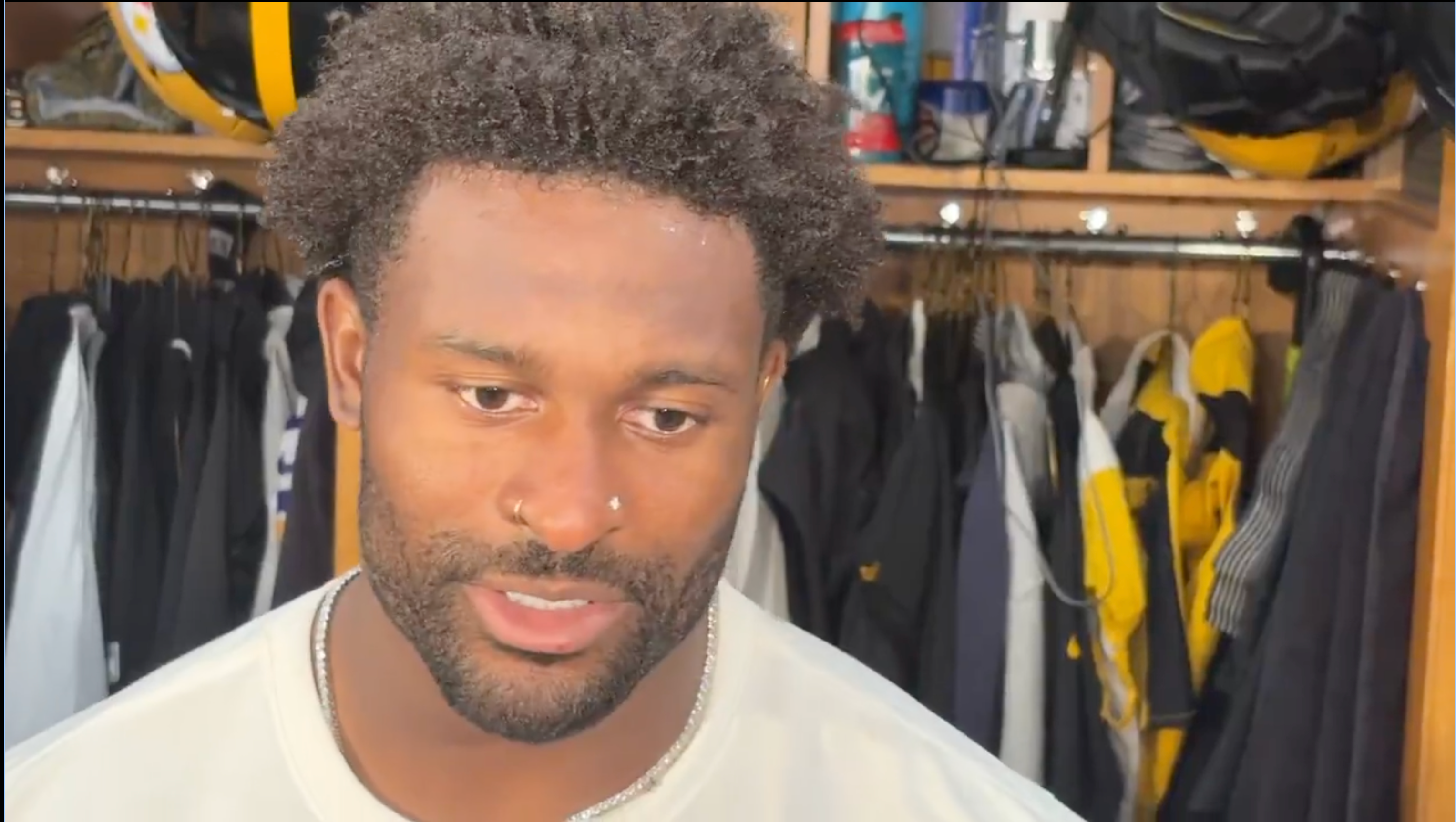 DK Metcalf speaks to the media ahead of the Pittsburgh Steelers vs. Cleveland Browns, Week 6, 2025 NFL season.